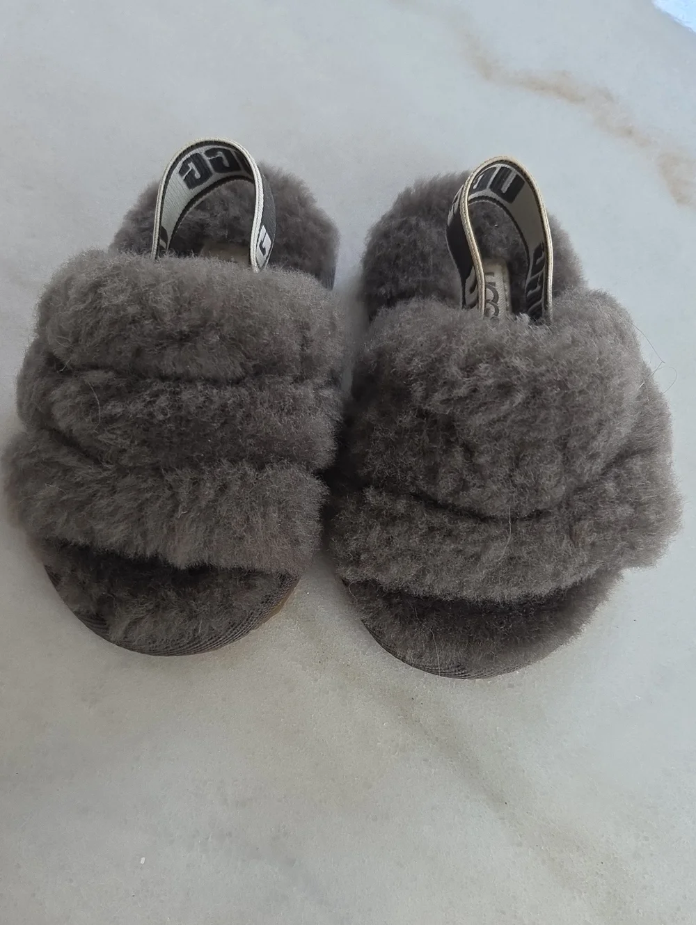 UGG Gray Shearling Slide Sandals Size 6
